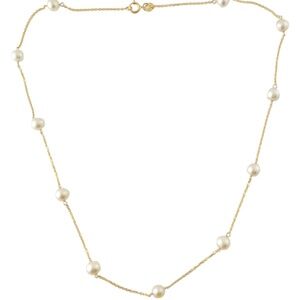 14K Yellow Gold Pearl Chain Necklace #16877